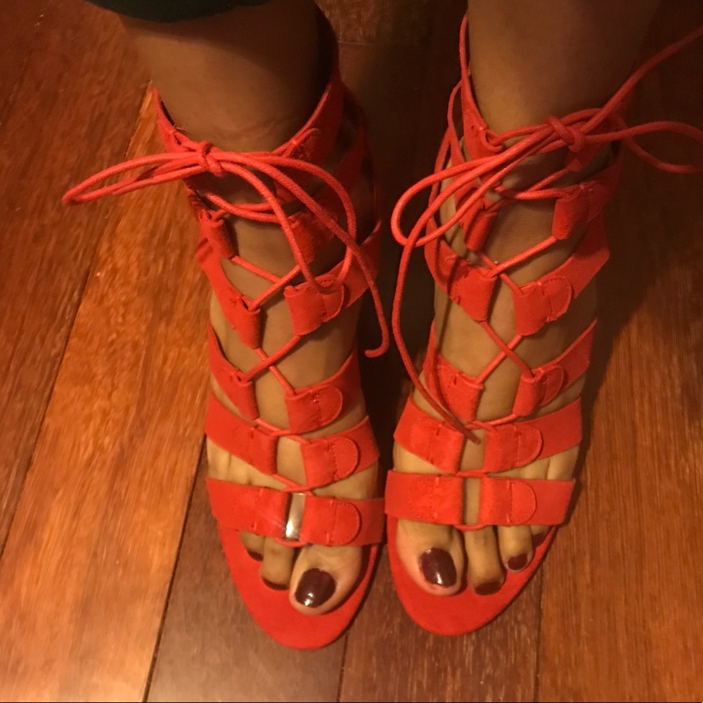 Marc Fisher Red Suede Paradox Sandal